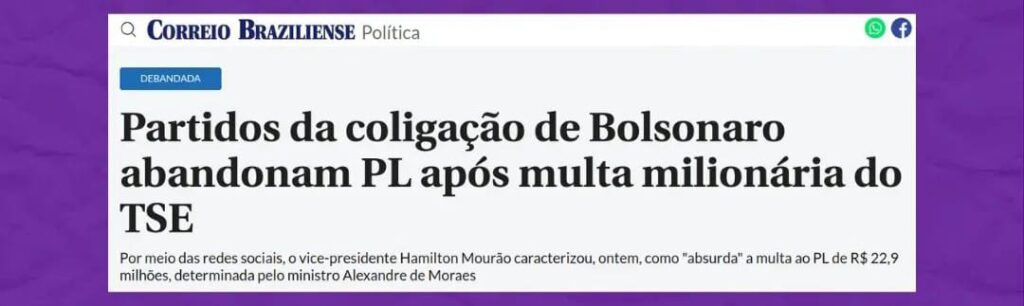 Aliança entre PP e PL é abandonada com chegada de multa.