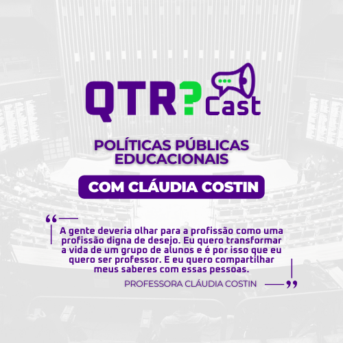 Capa do QTRcast - Com Cláudia Costin